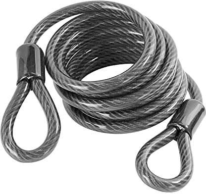 Schlaufenkabel, Stahlseil mit Ösen - Kabelschloss mit Kunststoff ummantelt - Schlaufenkabel von 180 cm Länge - Robustes Seilschloss ideal als Fahrradschloss