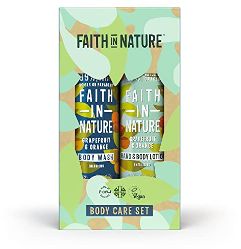 Faith In Nature Natural Grapefruit & Orange Body Care Gift Set, Vegan & Cruelty Free, No SLS or Parabens, 2 x 400ml