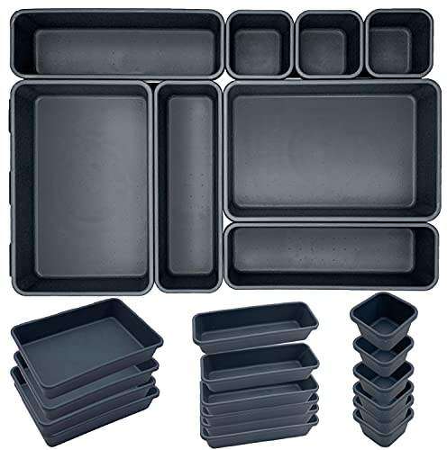 JinPhon Lot de 24 Organisateur Tiroir Cuisine en Plastique Très Profond, Forme Universelle Garder Tiroir du Bien Rangé pour Bureau et Maison