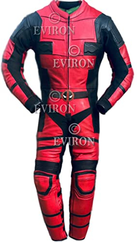 Eviron Deadpool inspirierter Motorrad-Lederkombi 2-teiliger Anzug, rot, L