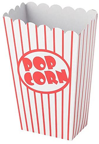 WedDecor Lot de 8 petites boîtes à popcorn en papier à rayures rouges et blanches, parfaites pour les anniversaires, les soirées cinéma, les soirées pyjama ou les fêtes de cirque, les fêtes prénatales