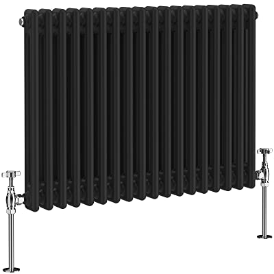 NRG 600 x 830mm Black Radiator Traditional 2 Column Horizontal Central Heating Cast Iron Rads