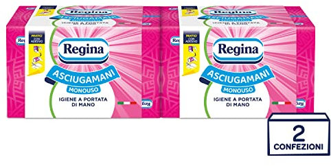 Regina Einweg-Handtücher – 2 Packungen mit 100 Services, praktische und hygienische Handtücher, 100% FSC-Zellulose, biologisch abbaubar, Spenderverpackung