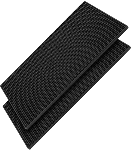 FUNSUEI 2 tappetini da bar in gomma nera, 30 x 45 cm, per cucina, rettangolari, scolapiatti, per bar, caffetteria, cucina, club