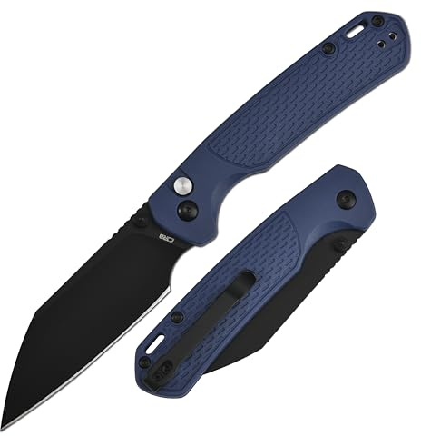 CJRB Pyrite-Light Folding Pocket Knife, 3.34'' AR-RPM9 Blade, Blue