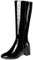 ANUFER Damen Lackleder Kniehoch Gogo Stiefel Klobiger Absatz Seitlicher Reißverschluss Disco-Stiefel Schwarz SD5A40730 EU40