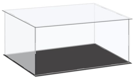 TA-VIGOR Vitrine D'Exposition en Acrylique Clair 35 x 20 x 15cm - Boîte De Présentation À Monter avec Socle Noir - Protection Anti-Poussière pour Figurines, Jouets Et Rangement Domicile