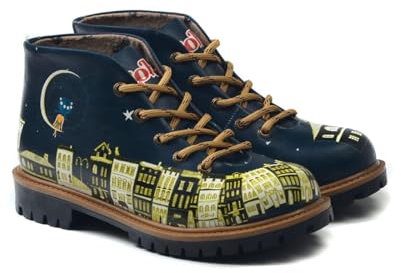 GOBY Kurzstiefeletten - Handgefertigte vegane Damenstiefeletten mit Print - Bequem - Langlebig mit mehrfarbigem Finish - Outdoor-taugliche Mode-Stiefelette - City Dream