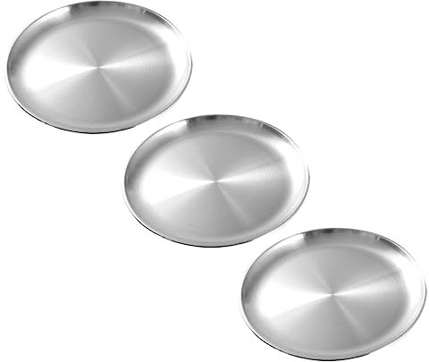 PRETYZOOM 3piezas Plato Plano Inoxidable Para Barbacoa Fácil De Transportar y Limpiar