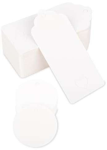 White Gift Tags, 200PCS Round Gift Tags Kraft Paper Plain Gift Tag Labels White Blank Hanging Tag for Present Gifts Bags & Craft Project
