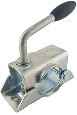 48mm Cast Trailer Jockey Wheel Clamp Centre Handle Wheel Split Clamp Prop Stand Support Mount Replacement for 48mm 1.89inch Pipe Diameter