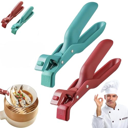 Set di 2 Pinze Antiscottatura per Piatti Caldi,Pinza per Friggitrice ad Aria e Teglie da Forno,Clip Antiscivolo in Silicone Resistente al Calore,Pinza per Pentole e Ciotole Calde per Cucina e Microond