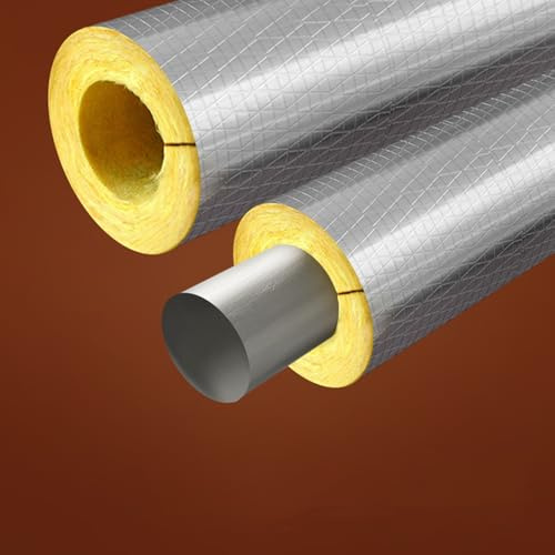 Anticongelante Aislamiento de Tubería para Calefacción Y Fontanería Doméstica, Self-adhesive Aluminum Foil Lana De Vidrio Tubo, Protección Solar Aislante Tuberías(ID48mmxT30mm)