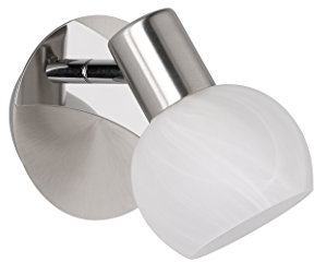 Reality Leuchten Wandspot Antibes R80171007, Metall Nickel matt/Chrom, Glas alabasterfarbig weiß, exkl. 1x E14