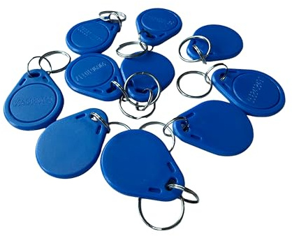 YARONGTECH M1 chip tagg 13,56 MHz ISO14443A RFID nyckelbricka – 10 st (blå-ID tryckt)