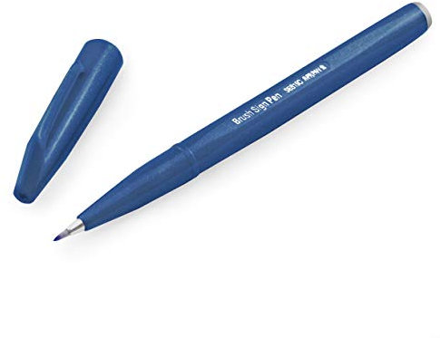 Pentel Brush Sign Pen SES15C - Brush Nib - Fibre Tip - Blue Black - Single