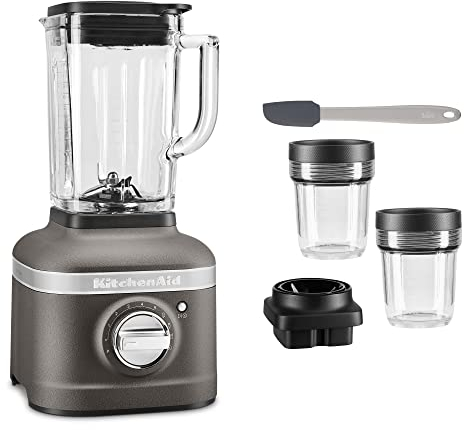 Kitchenaid Artisan Standmixer-Starter-Set K400 (5KSB4026EGR) - inkl. Mixbehälter-Set 200ml (5KSB2040BBB), Mini-Teigschaber