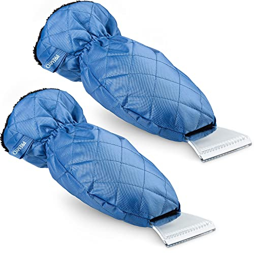 PREMYO Set 2 Raschietto Ghiaccio Guanto Foderato - Raschiaghiaccio Auto Parabrezza - Imbottito Ottimo Contro Freddo