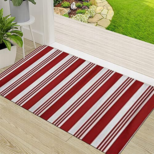 ERICAT Zerbino Ingresso,Reticolo astratto della canna di caramella a strisce rosse e bianche,Antiscivolo Assorbente Resistente allo sporco Tappeto Cucina Tappeto Tappeto Entrata Zerbino
