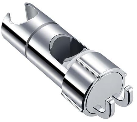 Shower Head Holder, Joyoldelf Shower Holder Bracket 16-27 mm Diameter Chrome-Plated + ABS Design Hand Adjustable Shower Head Holders Replacement Easy Installation for Slide Rod with 2 Hooks