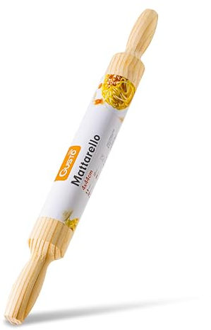 IPEA Mattarello in Legno con Manici - 40 cm x 4 cm - Mattarello con Superficie Antiaderente per Stendere e Impastare Pasta Fresca, Pizza, Biscotti, Ravioli, Torte, Pasticceria - Utile in Cucina