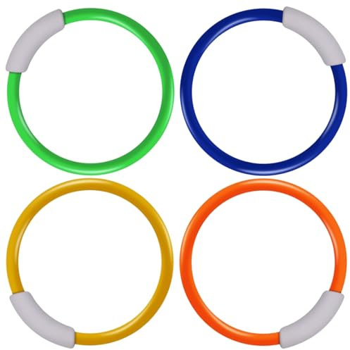 Zyael Sinkies for Kids Swimming, 4 Pcs Diving Rings Diving Pool Toys Swimming Pool Toys Diving Toys Kids Dive Sticks Diving Rings Underwater Ring Training Accessories for Kids Toddlers Age 3+
