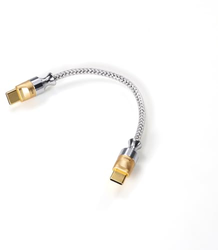 Linsoul DDHiFi TC07S USB-C till USB-C OTG Hi-Fi audiofilkabel, dubbelriktad OTG-kontakt, skärmad nyx-ljudkonverterare till rent silver för audiofiler musiker (10 cm)