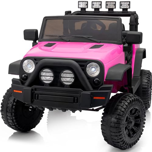 Outfunny Kids Ride on Car Toy, 12V Electric Car for Kids with Remote Control, LED Light - Pink