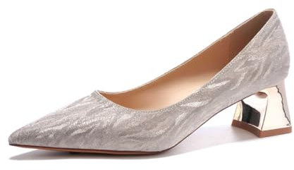 TNMIUH Escarpins à Bout Pointu pour Femmes, Chaussures de mariée fermées à Talons Scintillants pour Femmes Talons épais Chaussures de mariée à Talons Or Rose, Argent,d'or,40 EU