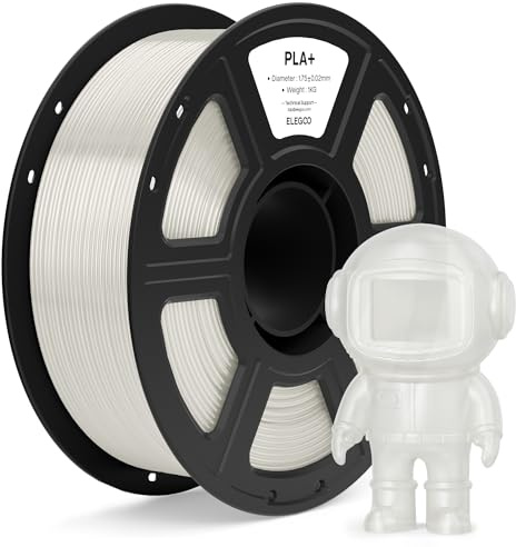 ELEGOO PLA+ Filamento 1,75mm Traslucido 1KG, PLA Plus ad Alta Resistenza per Stampanti 3D, Precisione Dimensionale +/- 0,02mm, Bobina da 1kg (2,2lbs)Compatibile con la Maggior Parte delle Stampante 3D