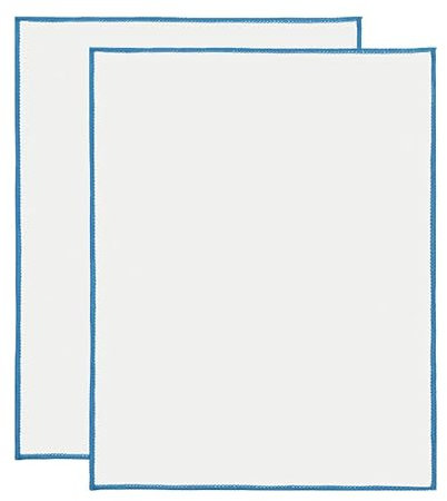 KOZOY Paño de pulido de microfibra grande para cristal, 2 unidades de 60 x 42 cm, sin rayas, sin pelusas, paños de pulido, copas de vino, paños de limpieza, borde azul, lavable a máquina