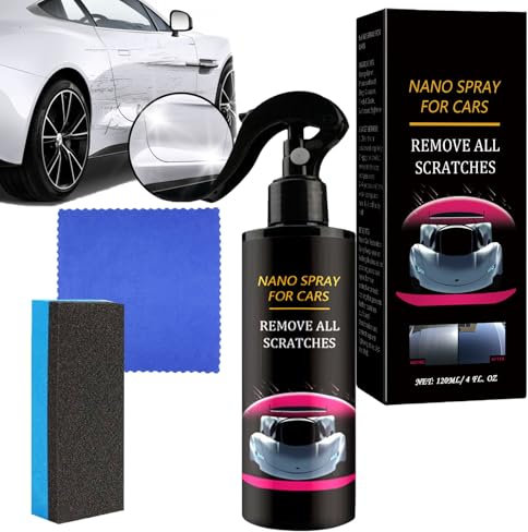 Fluxfade Nano-Autospray, Nano-Autokratzer-Entferner-Spray, 3-in-1-Keramikbeschichtung & Politur für tiefe Kratzer, Lackreinigung, Schnellreparatur-Wachs-Set, Hitzeschutz & Vogelkot-Reiniger (1PCS)