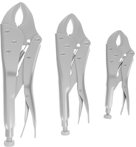 3Pcs Carbon Steel Locking Plier Set - 5/7/10 inch Curved Jaw Pliers, Enduring Vice Grips Pliers Set for Welding Riveting Punching