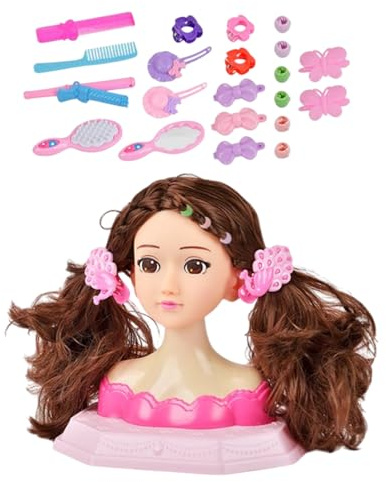 Generico Dockhuvud Makeup Kit - 25 cm Girls Frisyr Docka, Multifunktionella Kosmetiska Set, Borste Och Leksakstillbehör, Frisör Med För Håret, Rolig Födelsedag