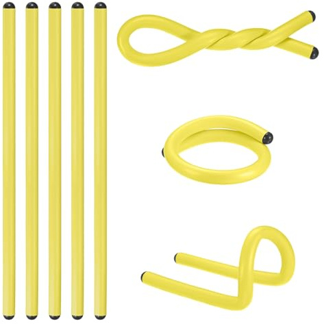 M METERXITY 8-Pack Twist Rubber Ties, 17-Inch EVA Foam Reusable Twist Ties for Organizing Bundling Cords/Wires/Cables, Bendable Rubber Tie Down Straps [Yellow]