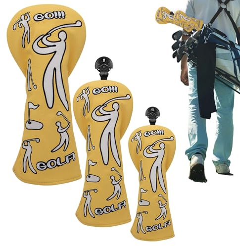 Mxshc Housses De Tête pour Les Clubs De Golf | Protecteur De Putter en Trois Pièces - Housse Protectrice pour Driver De Golf - pour Hommes Et Femmes Utilisation Intérieur Et Extérieur sur Gazon