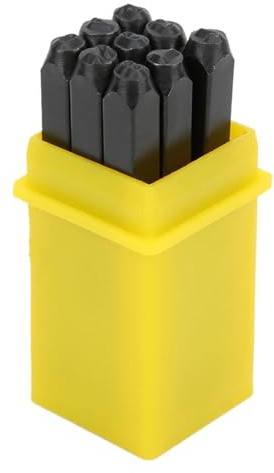 TIKATARER Juego de Sellos de Letras de Metal de 36 Piezas, Punzón de Acero Al Carbono de 3 Mm para Marcar en Metal, Cuero, Madera y Joyería, Kit de Identificación de Herramientas de Manualidades con