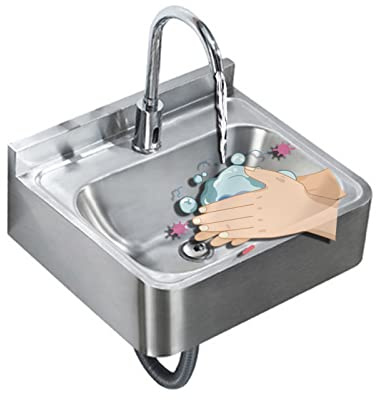 Stainless Steel Washbasin, Wall-Mounted Corner Washbasin, Mini Triangle Sink with Drain for Bathrooms, Bars, Cafes, Save Space(Silver B(43x41.2x15cm)