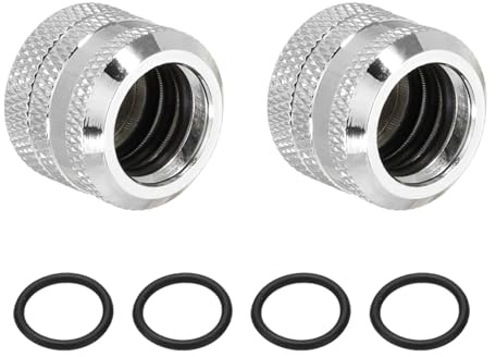 QUARKZMAN 2Pcs Raccordi A Compressione Per Tubi Rigidi (G1/4 A 10 ID 14mm OD, Argento) - Raccordi A Compressione Per Serraggio Rapido Per Tubi Flessibili/Sistemi Di Raffreddamento Ad