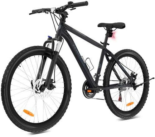 EVERCROSS Mountain Bike for Adult Men Women, 26'' Outdoor Cycling Bike, 21-Speed Gear System,Aluminum Frame Bicycle with Front Suspension, All-Terrain Bike with Disc Brakes,150 kg Max Load Black