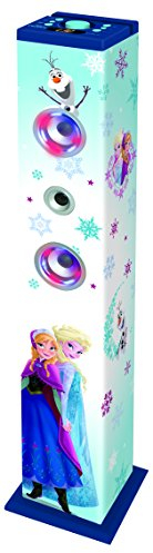Lexibook Disney Frozen - Torre de Sonido con Altavoces Luminosos con Bluetooth, micrófono, Mando a Distancia, Ideal para Karaoke (Lexibook K8050FZ)