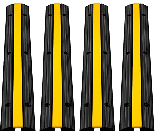 VEVOR Protector de Cables de 1 Canal, Protector de Cables de Goma termoplástica con diseño Modular para aparcamientos, almacenes, 100 x 15 x 2,5 cm, Color Negro