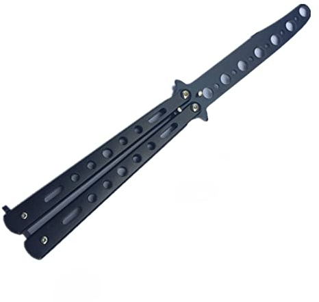 Lerkely HDDH Butterfly Knife,Practice Butterfly Knife,Butterfly Knife Trainer,Unsharpened Blade 100 Percent Safe for Practicing Flipping Tricks (black)