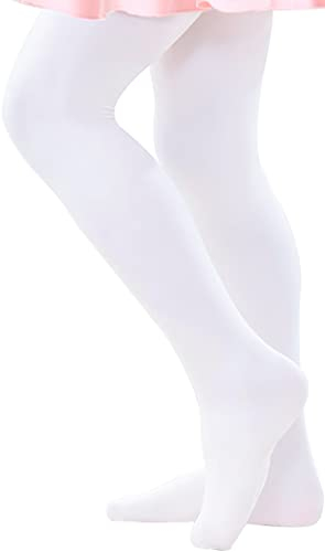 danswan Ballett-Tanzstrumpfhose mit Fuß, Ballett-Leggings, Strumpf für Mädchen, Studenten, Praxis (Kinder/Frauen/Kleinkind), 1 Paar - Weiß (Fuß), Small