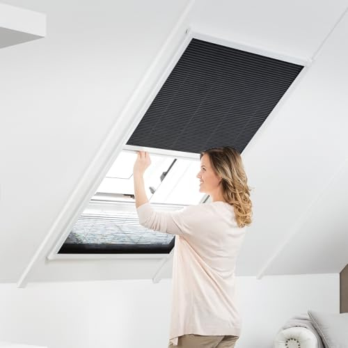 empasa Kombi Dachfenster Plissee Insektenschutz und Sonnenschutz Fliegengitter 'MASTER DUO' Alu Alurahmen individuell zuschneidbar, Farbe:weiß, Ausführung:140 x 180 cm (Selbstbausatz)