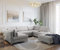 DELIFE Sofa Elio Cord Silbergrau 300x185 cm mit Hocker Wohnlandschaft