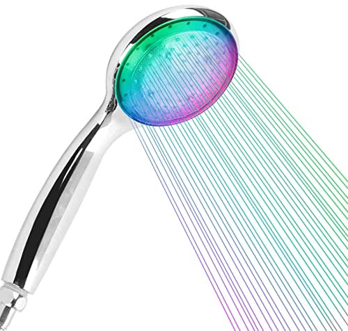 Youyijia LED Duschkopf mit 7 Farben 1,5 m Schlauch und Wassersparender Funktion Handheld Duschbrause