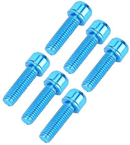 KIMISS Water Bottle Cage Screws M5X16Mm Bike Bolts Titanium Alloy 6Pcs M5X25Mm Titanium Alloy Bike Bottle Bracket Storage Rack Bolt Bicycle sory(Blue) (Blue)