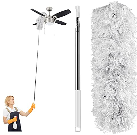 Rseuphiee Plumero de Plumas, Plumero telescópico hasta 2,8m de Largo Colector Polvo Microfibra retráctil Extra Largo, Escoba Flexible Lavable, Plumero Atrapapolvo, para Esquinas, techos, telarañas