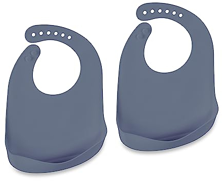 Relaxdays Lätzchen Baby, 2er Set, mit Auffangschale, Silikon, BPA-frei, Auffanglätzchen abwaschbar, Babylatz, dunkelgrau